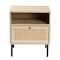 Baxton Studio Caterina MidCentury Transitional Natural Brown Finished Wood and Natural Rattan 1Door Nightstand 220-12861-ZORO - alternate 5